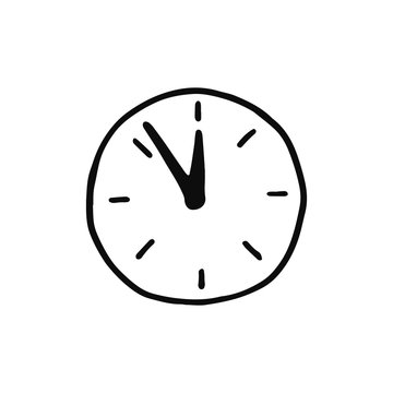 clock icon. isolated object sketch black on white background