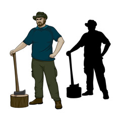Vector Illustration Of Lumberjack. Ax Men.