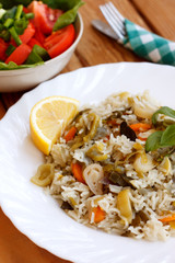 Rice with leek and other vegetables, greek cuisine