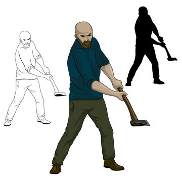 Vector Illustration Of Lumberjack. Ax Men