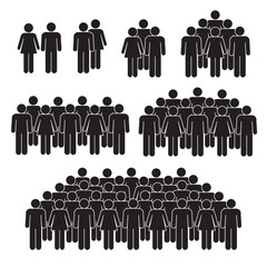 Staff crowd on white background icons - 230974473