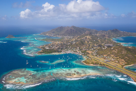 Aerial view of Union Island, The Grenadines, St. Vincent and The Grenadines