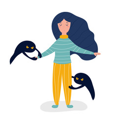 Sad depressed girl pulling apart by depression