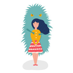 Depressed girl captured by abstract depression