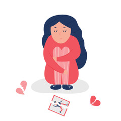Unhappy depressed girl with broken heart