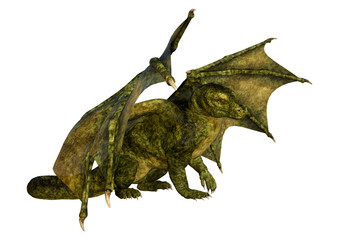 3D Rendering Fairy Tale Dragon on White