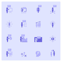 Business management, business training, business strategy and human resources icon set  