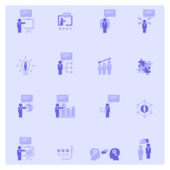 Business management, business training, business strategy and human resources icon set  