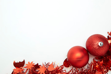 Christmas ornaments in white background