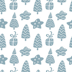 Christmas vector seamless pattern in Scandinavian style. Best for pillow, typography design, curtains