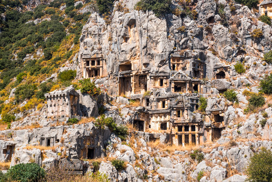 Myra Rock Tombs, ruins of the anceint necropolis, Demre, Antalya Province, Lycia, Anatolia, Turkey Minor