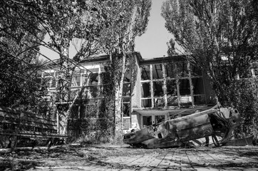 War in Ukraine. Settlement Shyrokyne, Donetsk region. September 2018.