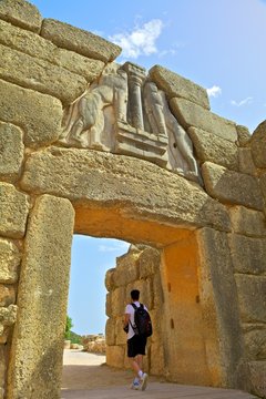 The Lion Gate, Mycenae, Argolis, The Peloponnese, Greece