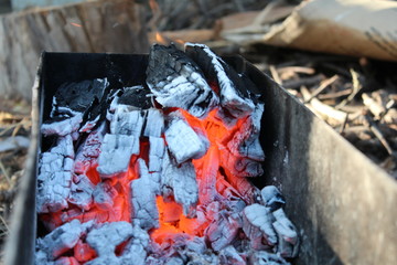 charcoal, fire, brazier, barbecue, picnic