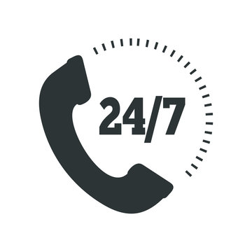 Telephone support vector icon. 24/7 call center support