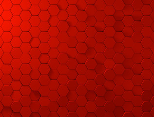 Beautiful abstract shiny light and wall background honeycomb in red color