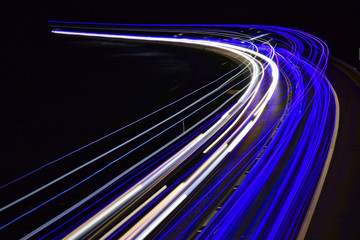 Fototapeta na wymiar Abstract light trails on highway at night