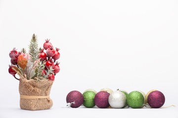 Christmas arrangement of Christmas tree decorations