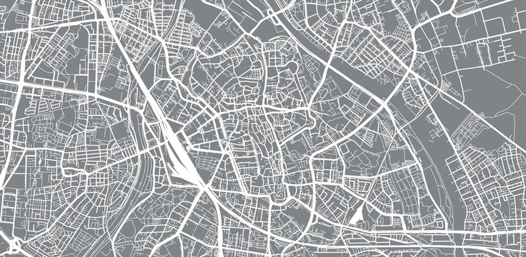 Urban vector city map of Augsburg, Germany