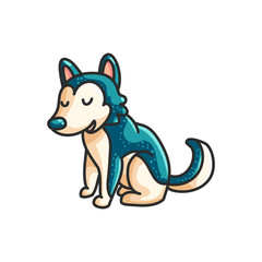 Little cartoon husky dog