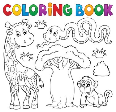 Coloring book African nature theme set 1