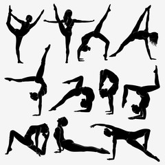 Women fitness vector set with yoga, pilates, workout and aerobics