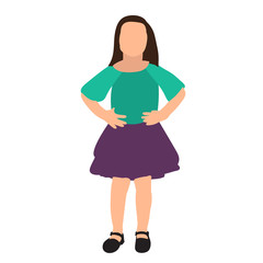 silhouette in flat style, little girl dancing