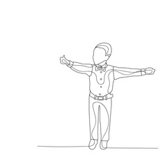 isolated sketch boy rejoices