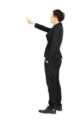 rear view of Businessman pointing copy space