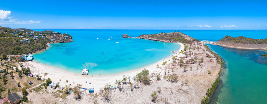 Panoramic elevated view of Deep Bay, Antigua, Antigua and Barbuda, Leeward Islands