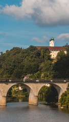 Fototapeta na wymiar Smartphone HD wallpaper of Beautiful view near Vilshofen - Danube