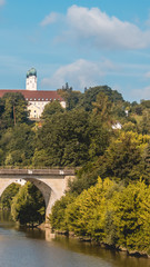 Fototapeta na wymiar Smartphone HD wallpaper of Beautiful view near Vilshofen - Danube