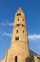 Fototapeta na wymiar Bell Tower of the Duomo of Caorle, Italy