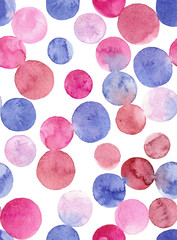 watercolor messy blue and pink circle, seamless pattern
