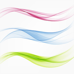 Set of Abstract vector flow transparent color wave. Dynamic wavy lines