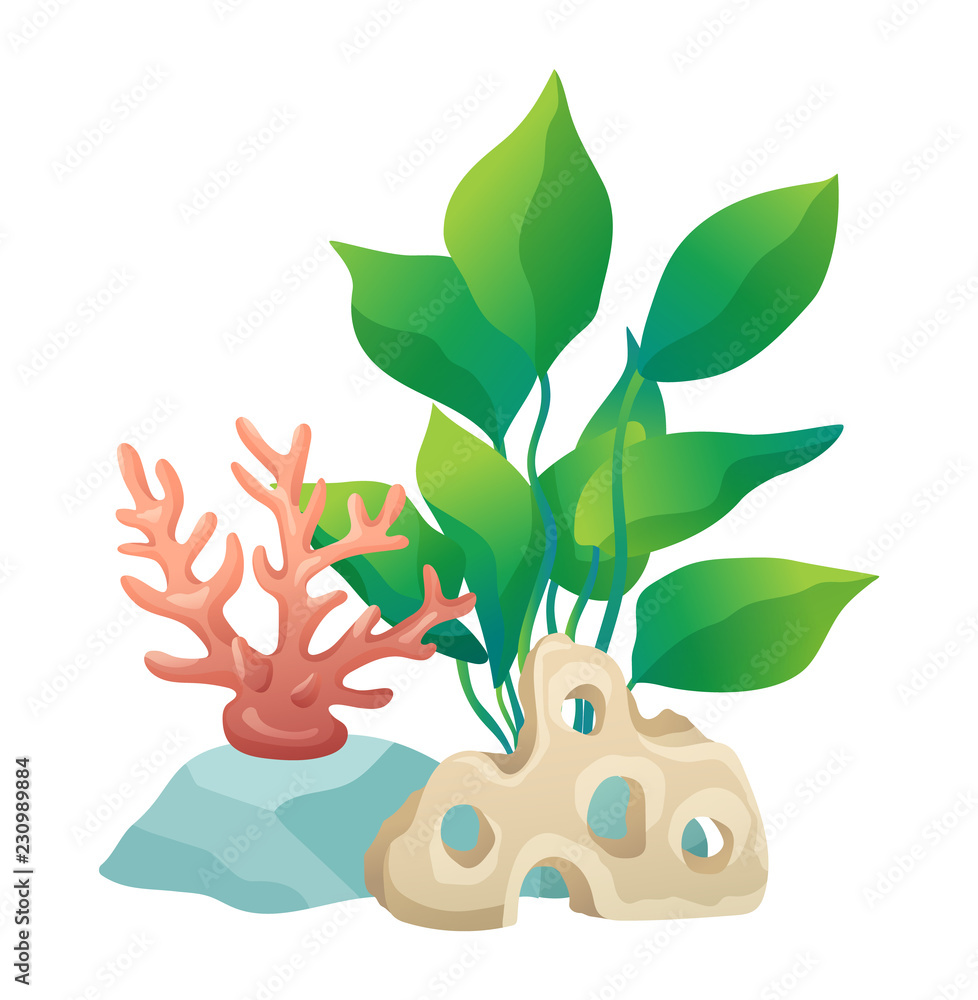 Wall mural Vegetation Green Plants Set Vector Illustration