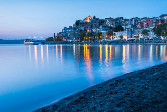 Lake Bracciano at night, Aguillara Sabazia, Province of Rome, Lazio