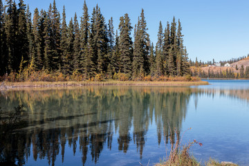 Fototapeta na wymiar Emerald lake near Carcross, Yukon Canada