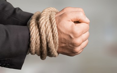 Tied up.