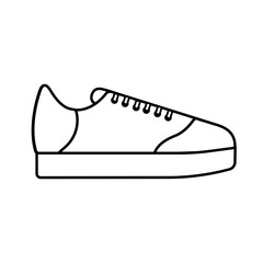 Vector illustration icon of sport running shoes (sneakers). Black outline. White background