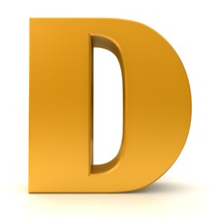 letter D gold 3d rendering