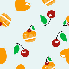 vector cherry berry cake childish seamless pattern 