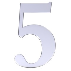 5 number five 3d silver