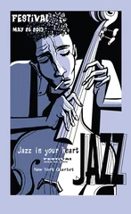 Poster Jazzposter met contrabas © Isaxar