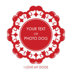 Pattern Dogs. Vignette with the image of love of dogs. Circle ornament. Dog with a heart