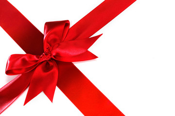 Decorative red satin bow