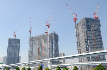 Fototapeta premium 東京都心・高層マンションの工事現場