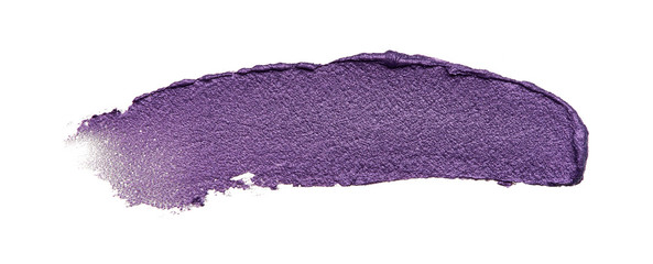 Smear and texture of purple lipstick or acrylic paint isolated on white