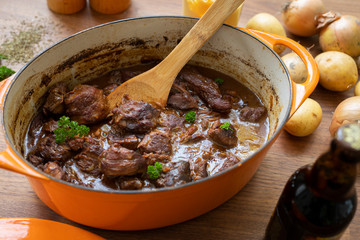 Typical Blegian beef stew flemish carbonades 