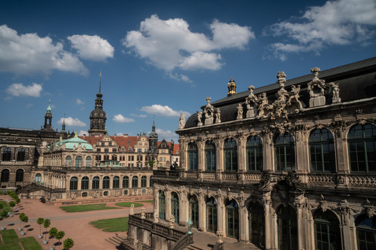 Internal courtyard of Zwinger Palace, completely rebuilt after World War 2 bombings, Dresden, Saxony, Germany